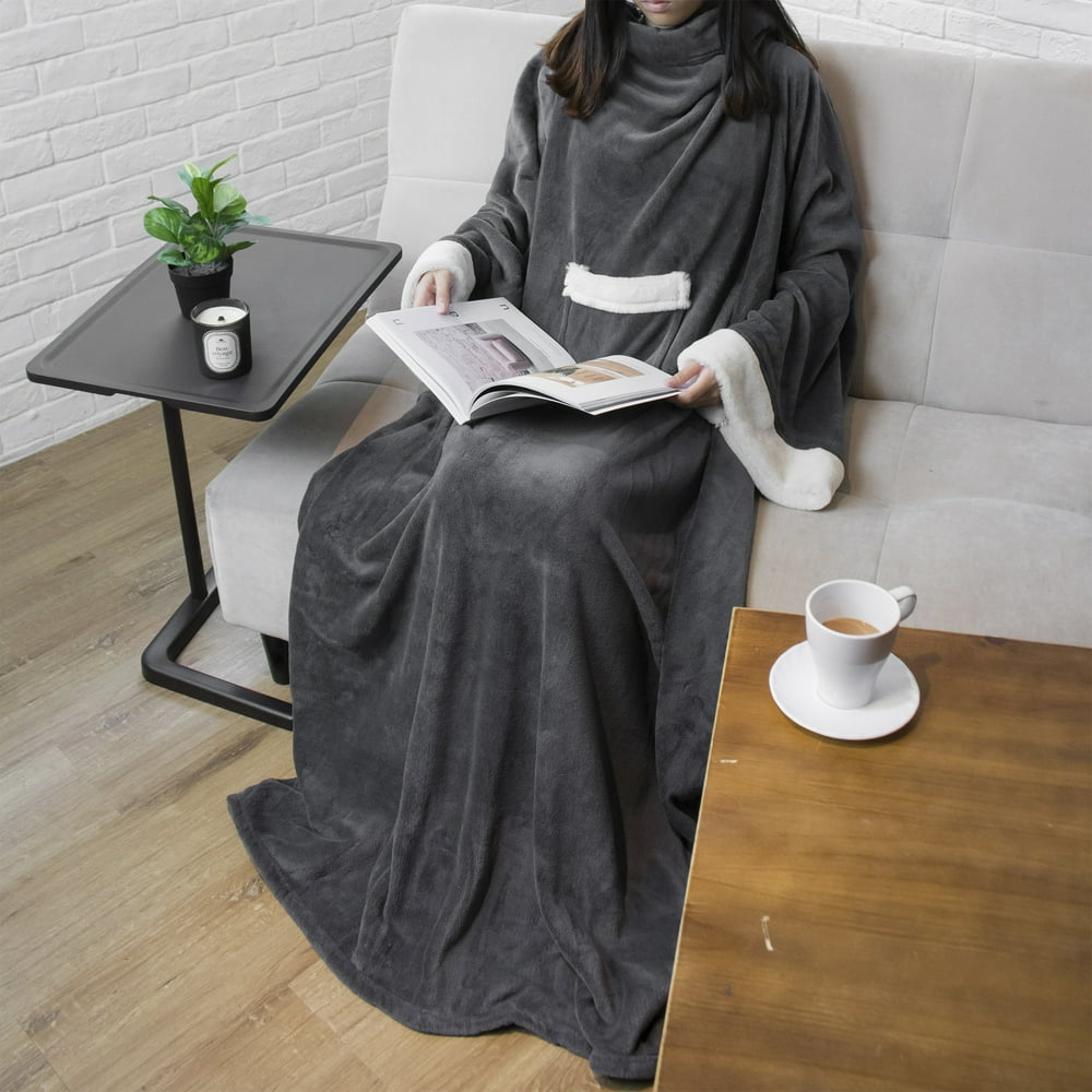 Deluxe Fleece Blanket with Sleeves for Adult, Men, and Women Elegant