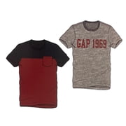 GAP Boy's 2 Pack Short Sleeve Soft Comfort Tagless Logo Tee (Grey Heather/Modern Red, 4/5)