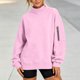 thumbnail image 5 of Hfnxid Womens Sweatshirts Loose Fit Stand Collar Long Sleeve Tops with Pocket Solid Color Casual Pullover Pink,L, 5 of 8
