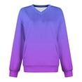 thumbnail image 4 of Miluxas Women's Loose V Neck Sweatshirt Loose Long Sleeve Gradient Printed Fashion Casual Dropped Shoulder Sweatshirt Top Purple M(M), 4 of 5