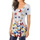 thumbnail image 4 of Moda Mujer Causal Rounk Cuello Impresión Blusa Manga Corta Camiseta Verano Tops Fridja bn5465, 4 of 7