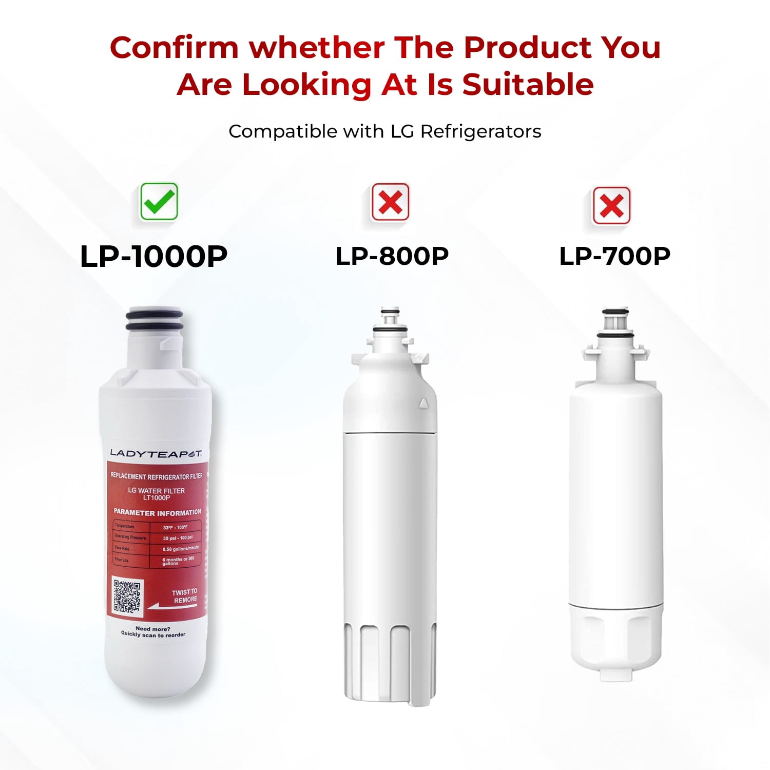 LT1000PC Replacement Water Filter, Compatible with LT1000PC/PCS, LT1000PC, LT-1000PC, MDJ64844601, ADQ747935 ADQ74793504 Filter and LT120F ADQ73334008 Fresh Air (3+3 Count)