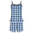 thumbnail image 4 of Women’s Fashion Plaid Cami & Shorts Pajama Set – Spaghetti Strap Sleepwear with Wavy Edges (Slim Fit Plaid Print Lounge Set for Casual Occasions), 4 of 5