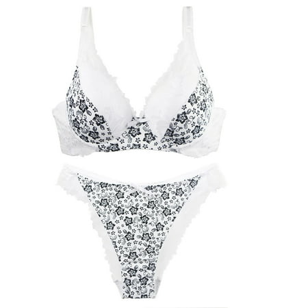 Tao Tao Women s Solid Lace Push Up Bra And Panties Set Underwear Sets Underwear Mesh 2 Piece Underwear Sets White S