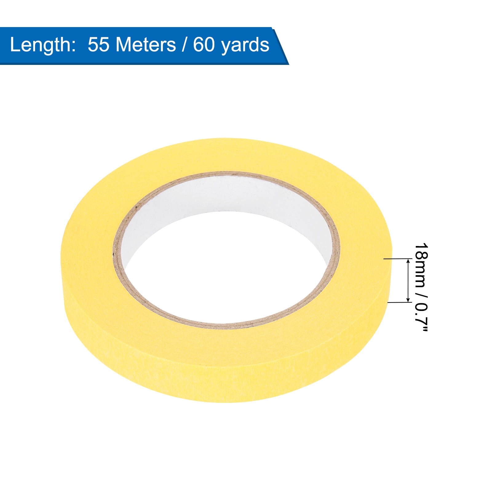 Uxcell 6Pcs 0.7 inch Wide 60 Yards Yellow Masking Tape Painters Tape Rolls for Home Office