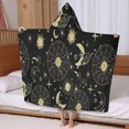 thumbnail image 5 of Black Gold Sun Moon Star Pattern Hooded Bath Towel，60"x35" for Ages 3 To 12 Kids, Quick Dry Lightweight Soft Microfiber Hood Beach Towel Cover Up for Kids, 5 of 7