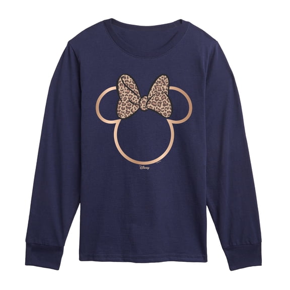 Disney - Minnie Leopard Print - Youth Boys Long Sleeve Graphic T-Shirt