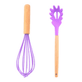 thumbnail image 1 of Juego de utensilios de cocina de 2 piezas, utensilios de cocina de silicona para utensilios de cocina antiadherentes con mango de madera, 1 of 5