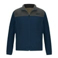 thumbnail image 3 of ZQUUVOU Men Casual Thick Fleece Cardigan with Zipper Pocket Patchwork Jacket (Blue,4XL), 3 of 9