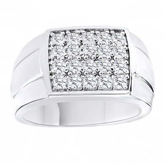 AFFY White Cubic Zirconia Wedding Band Ring For Men's In 14k White Gold Over Sterling Silver (2 Cttw)