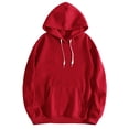 thumbnail image 3 of Kaerm Mens Long Sleeves Drawstring Hooded Sweatshirt Pullover Casual Plain Hoodie Warm Thermal Tops Red XL, 3 of 6
