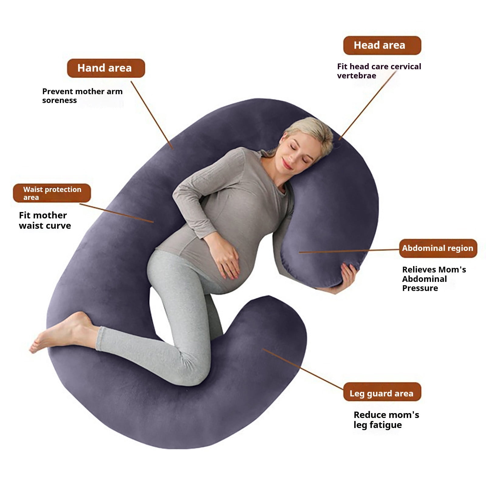 Premium Ultra Soft Pregnancy Pillow, C Shaped Full Body Pillow Maternity Pillow for Women 51.2 inch, Pregnancy Pillows for Sleeping Pregnant Must Have with Jersey Removable Cover