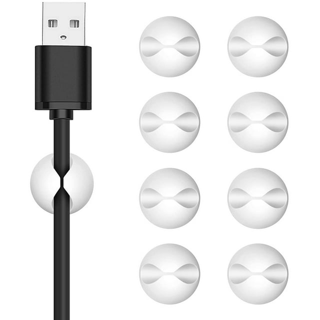 Multipurpose Desk and Wall Mounted Cord Clips for Flexible Wire Organization and Storage