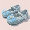 thumbnail image 6 of Viluyesy Girls Princess Dress Shoes - Toddler Bow Pearl Rhinestone Flats Soft Sole Ballet Slip-On Wedding Party Stage Performance School Uniform (2.5-11.5 Years) Blue Size 1 M, 6 of 7