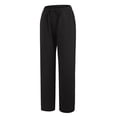 thumbnail image 5 of Ediodpoh Women's Pants Linen Summer Wide Leg Casual Loose Drawstring High Waist Solid Color Palazzo Trousers with Pockets for Women Black XXXL, 5 of 8