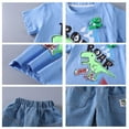 thumbnail image 5 of eczipvz 3t Summer Clothes Boy Toddler Baby Boy Clothes Shorts Set Dinosaur Print Shirt Short Sleeve Top Solid Shorts Summer Outfit Blue 18-24 Months, 5 of 5