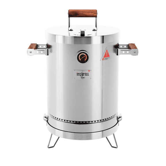 Basic Mini Charcoal Smoker Grill 3-in-1 – Portable Stainless Steel BBQ Barrel for Smoking, Grilling & Baking – Compact Outdoor Cooker for Camping, Travel & Small Spaces