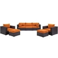 thumbnail image 4 of Modway Convene 7 Piece Outdoor Patio Sectional Set in Espresso Orange, 4 of 8