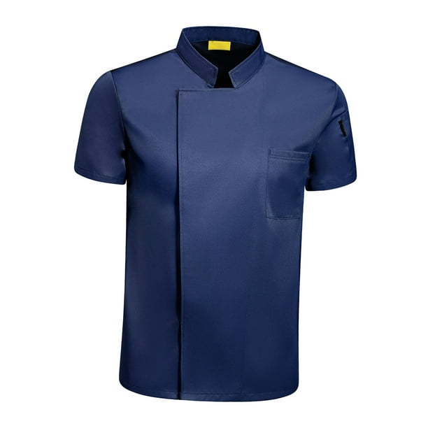 Chaqueta de chef de manga corta, transpirable, uniforme de verano para cocina Azul oscuro XXL