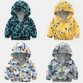 thumbnail image 2 of Kids Baby Boys Girls Dinosaur Print Hooded Zip Jackets Toddler Trench Windbreaker Casual Outerwear 2-7T, 2 of 4