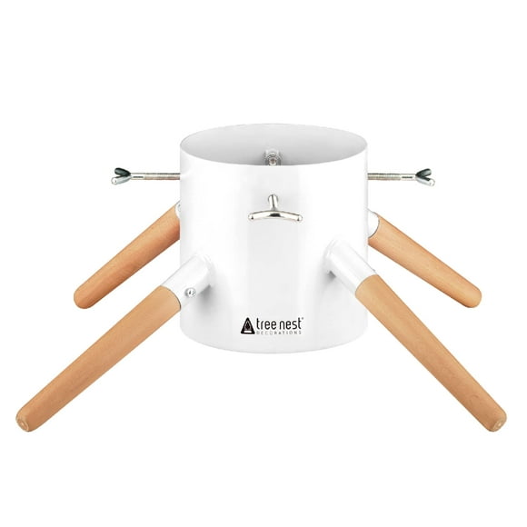 Tree Nest Christmas Tree Stand Base Xmas Modern Tree Metal Holder Stand for Real Tree Fits up to 7ft Family(White)
