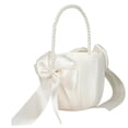 thumbnail image 4 of Cestas de flores para boda, cesta de pétalos de flores con mango decorativo, cesta elegante de satén blanco para decoración nupcial, 4 of 9