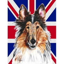 Collie With English Union Jack British Flag Flag Garden Size