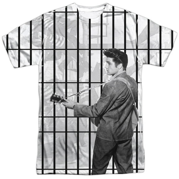 Elvis Presley Men's Whole Cell Block Sublimation T-shirt White