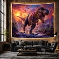 thumbnail image 6 of Roaring Dinosaur in Sunset Water, Dramatic Fantasy Style for Dinosaur Lovers, Prehistoric Wall Decor, Housewarming Gift, Tapestry Wall Hanging for Bedroom and Gaming Room, 6 of 7