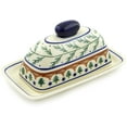 thumbnail image 1 of Polish Pottery 7½-inch Butter Dish (Pine Boughs Theme) Hand Painted in Boleslawiec, Poland + Certificate of Authenticity, 1 of 6