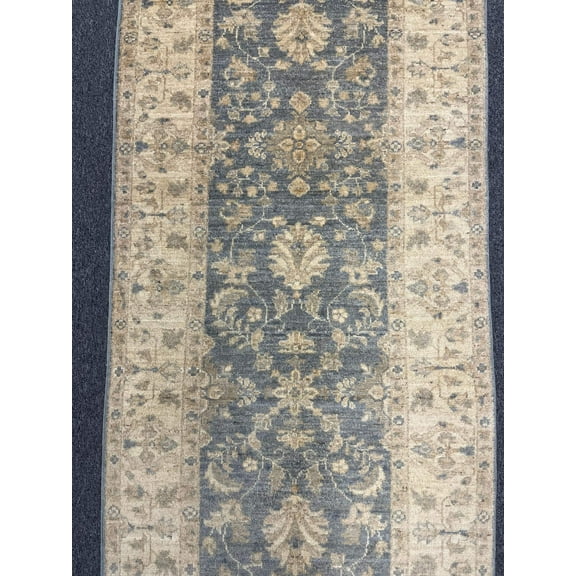 Gray Oushak Runner 3'X10' Handmade Wool Rug # 14280