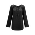 thumbnail image 1 of Blusa de mujer Camisa de color sólido de manga larga Costura de encaje Blusa suelta informal Ropa de otoño, Negro, M sidaley AP003723-07, 1 of 3