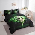 thumbnail image 2 of Castle Fairy Gothic Skull 7-Piece Twin Bedding,Spooky Lightning Bedding Comforter Set,Green Black,Black Reversible, 2 of 7
