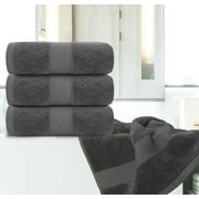White Classic Luxury Bath Towels Large - Cotton Hotel spa Bathroom Towel |30x56 | 4 Pack | Grey