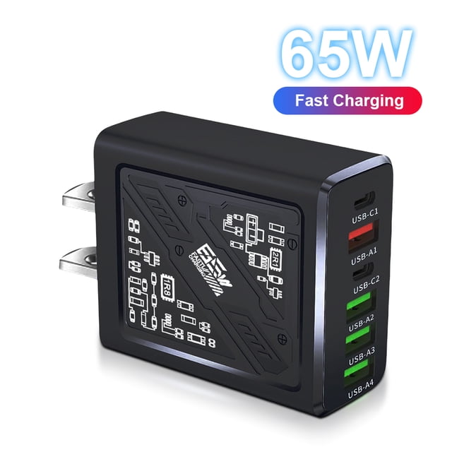 Cargador Charger Super Fast 65W 6 Puertos Carga Rápida S para