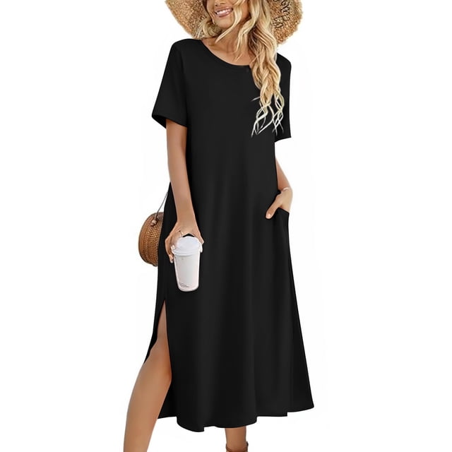 Vestido de verano Zeagoo, negro, casual, holgado, línea A, Maxi 2025