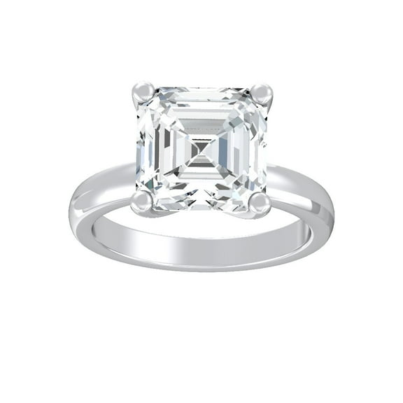 ARAIYA FINE JEWELRY 10K White Gold Asscher Shape Lab Grown Diamond Prong-Set Engagement Ring Size 7 (1 cttw, D-F Color, VS Clarity)