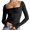 Black, variant on Weardear Women's Sexy Long Sleeve Crop Top Square Neck Double Lined Basic Slim Fit T Shirt
