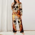 thumbnail image 3 of Bingfone Womens Pajama Sets Satanic Skull Print,Long Sleeve Loungewear Pajamas Set-Large, 3 of 9