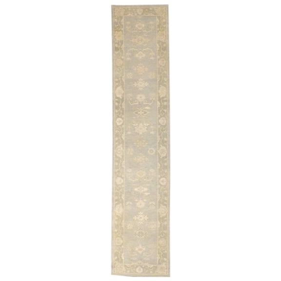 Wahi Rugs Hand Knotted Turkish Vintage Oushak 4'0"x16'0" -ROBIN-3