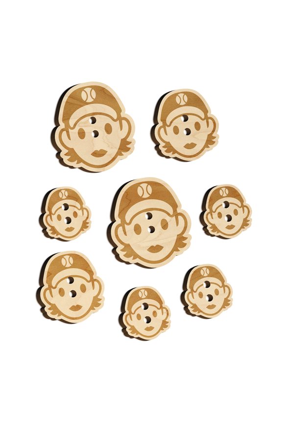 Occupation Athlete Softball Woman Icon Wood Buttons for Crochet Knitting Sewing DIY Craft - 1.25 Inch Large (5pcs)