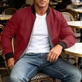 thumbnail image 4 of Men's Casual Lightweight Bomber Jacket Zip Up Stand Collar Baseball Jacket Solid Color Casual Windproof Jacket For Spring Autu Commute Casual Daily Outings, 4 of 9