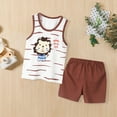thumbnail image 5 of Otqutp Little Child Clothes Set 1-7 Years Children Sleeveless Vest T Shirt Top+Long Pant Outfit Elastic Waist Shorts Set 2Pcs Summer Clothes Set(U,6-7 Years), 5 of 7