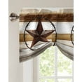 thumbnail image 2 of Tie Up Valance Curtain for Kitchen,Farmhouse Star Western Texas Rod Pocket Short Curtains Adjustable Tie-Up Shade Valances,Retro Brown Wood Board Window Treatment for Bathroom Living Room Bedroom, 2 of 8