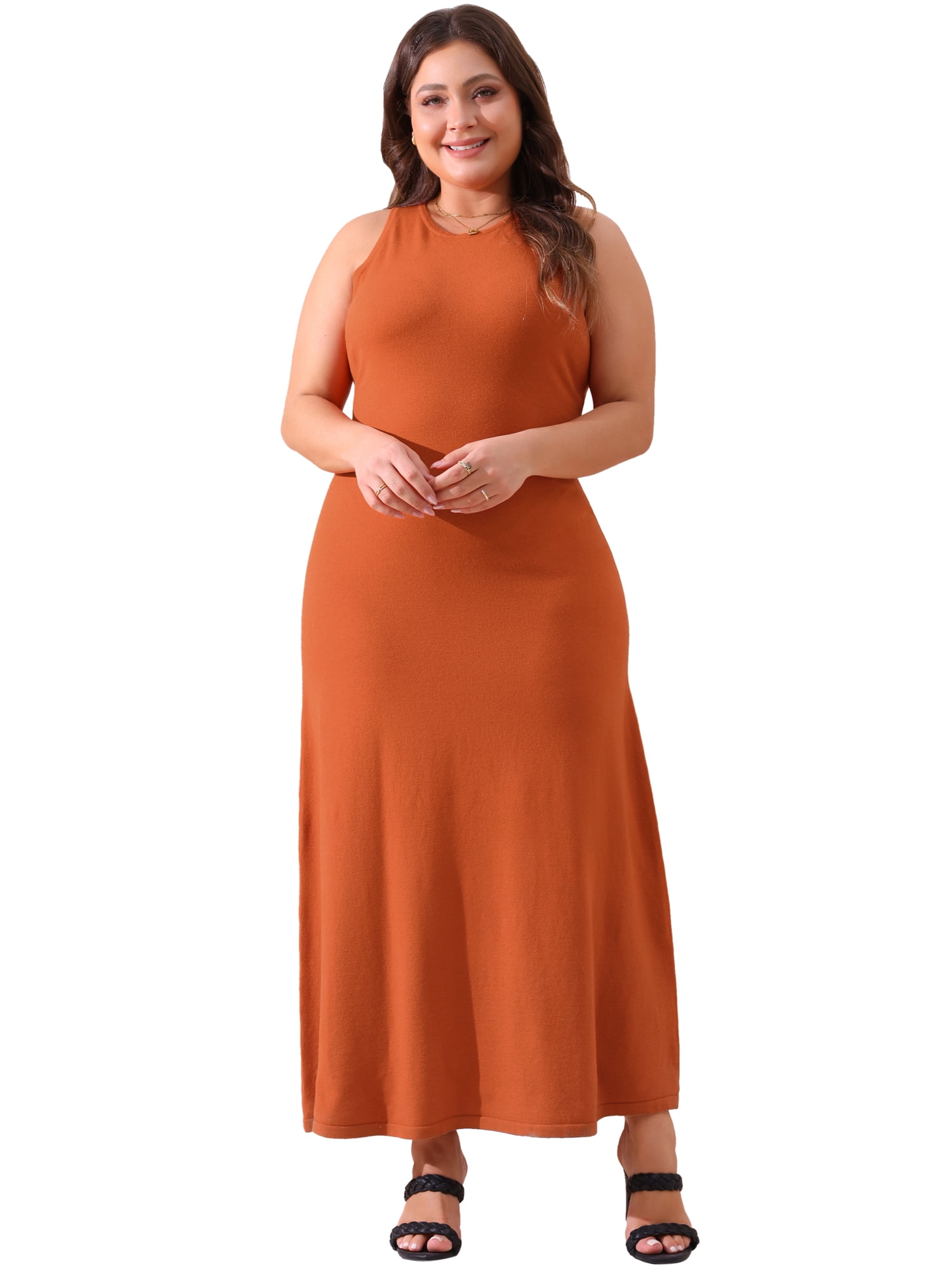 DARING DIVA Plus Size Sweater Crewneck Knit Sweater Tank Dress 3X Rust Red