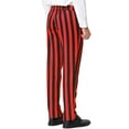 thumbnail image 3 of Unique Bargains Men's Striped Pants Business Skinny Fit Color Block Trousers 38 Red Black, 3 of 6