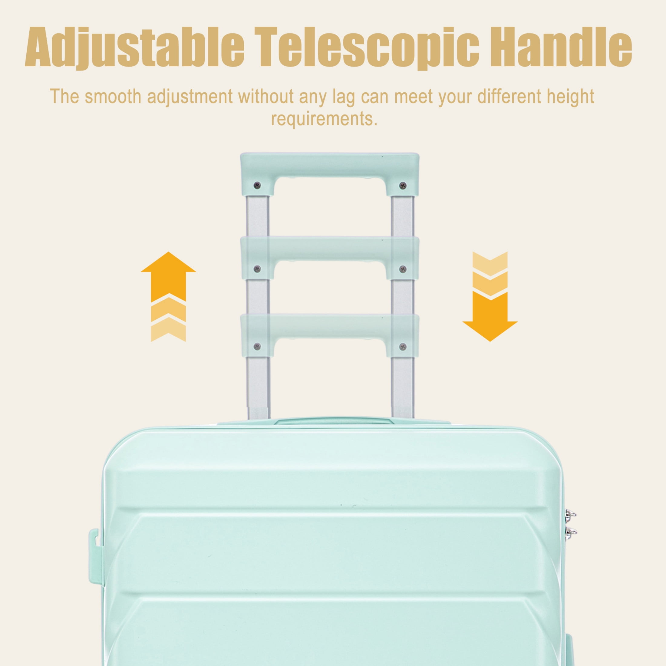 GDF Studio 28" Large Checked Luggage, Hardshell Scratch Resistant Suitcase with Side Hooks, Spinner Wheels, Mint Green