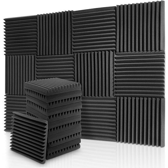 Donner 12-Pack Acoustic Panels Sound Proof Foam Panels for Walls, 2" x 12" x 12" Wedge Sound Absorbing Panels, Acoustic Foam Noise Canceling Panels for Studio Recording, Home Office