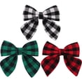 thumbnail image 1 of 3 pcs Lattice Hair Bow Girls Plaid Hair Bows Decorative Children Hair Bow Clips, 1 of 9