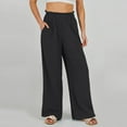 thumbnail image 6 of Lixiuxyad Women Casual Trousers Womens Daily Elastic Waist Workout Trousers Solid Long Pants Loose Casual Pockets Trousers Black, 6 of 6
